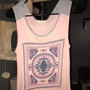 Pink and grey geometric tank top